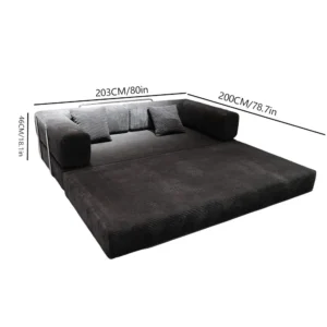 Raven sofa bed dimension diagram showing 78-inch width, depth, and height measurements
